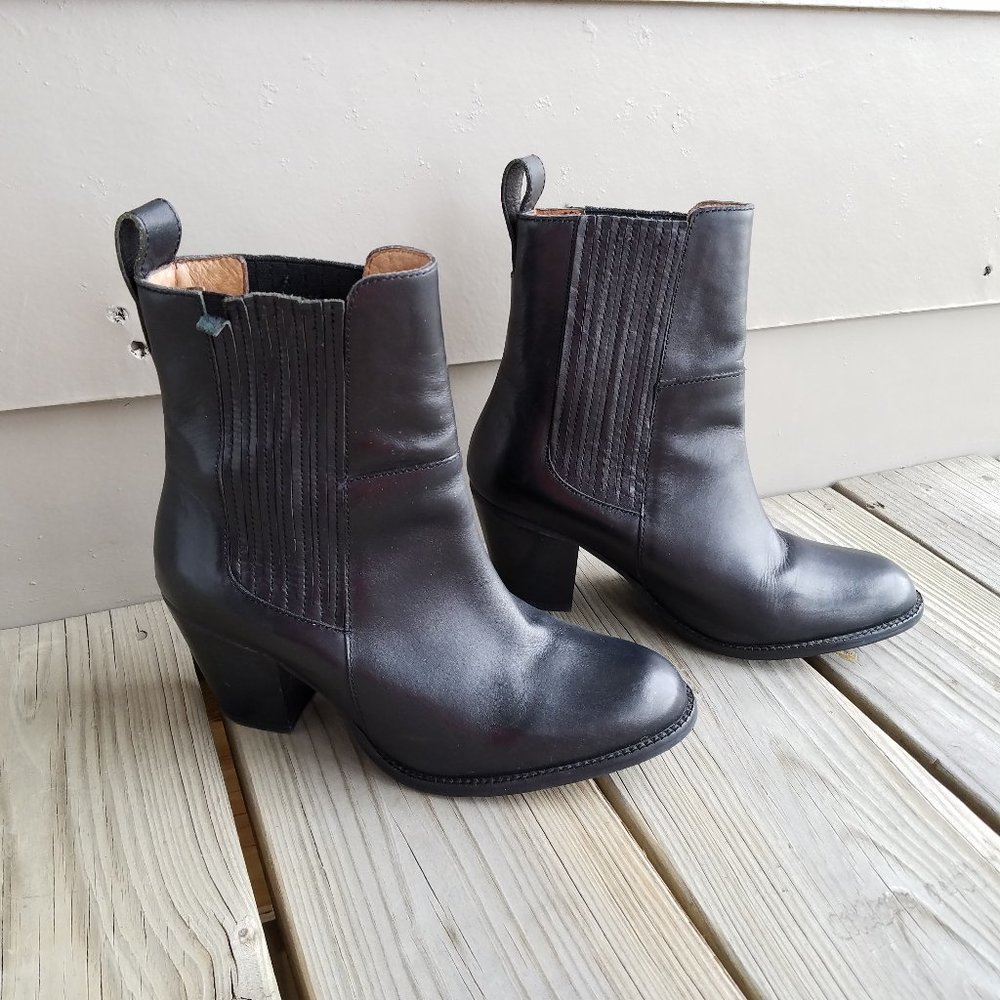 H&M HM Premium REAL Black Leather Boots